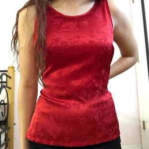Red Floral Satin Tank Top